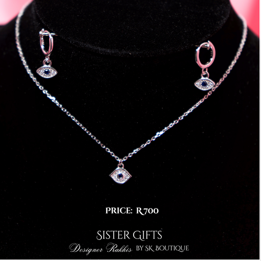 Minature Evil Eye 925 Sterling Silver Set wit Earring