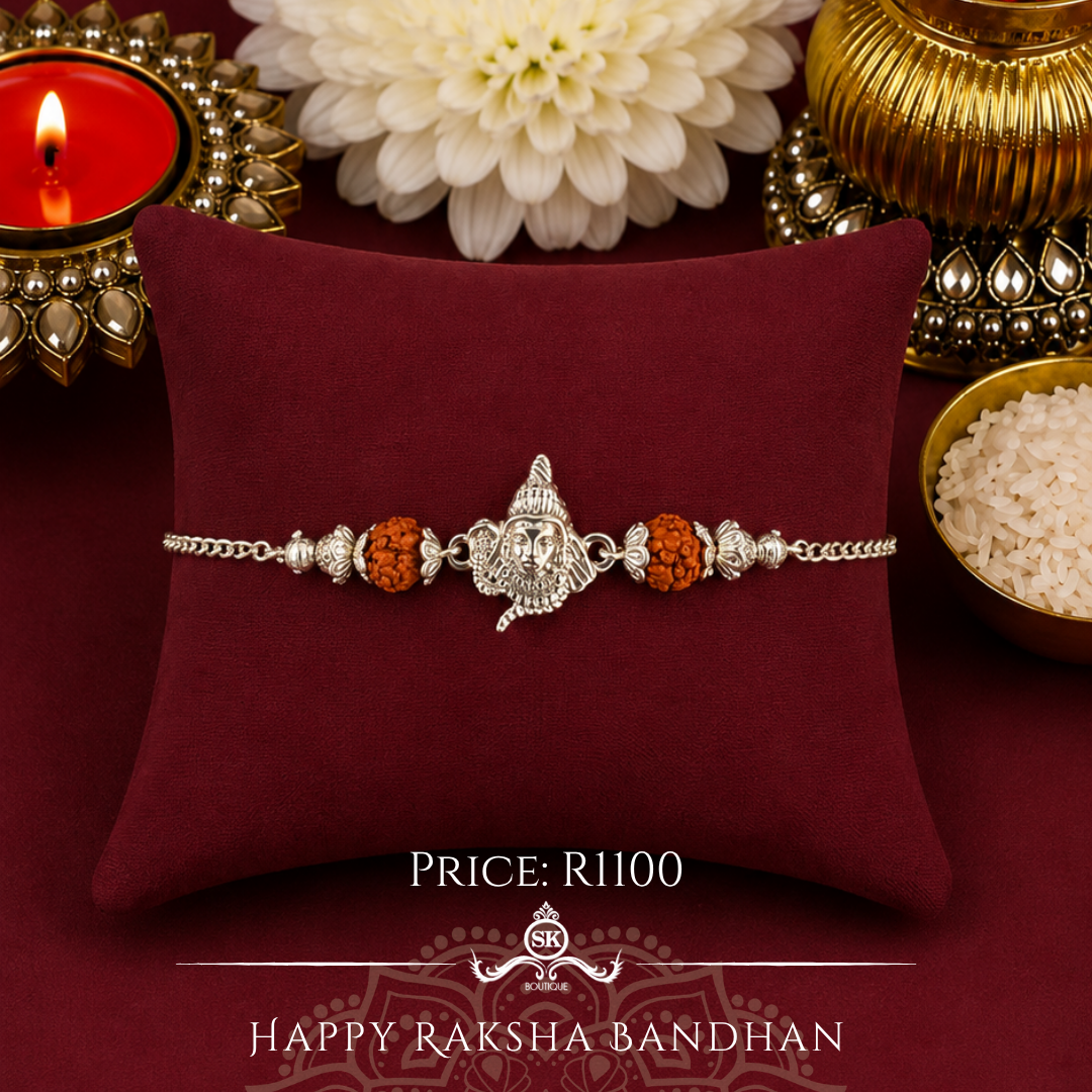 Shiv with Rudraksh 925 Sterling Silver Designer Bracelet