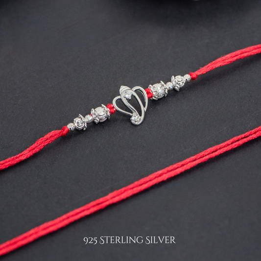 Cut Out Ganesh with Rudraksh 925 Sterling Silver Designer Laxmi String