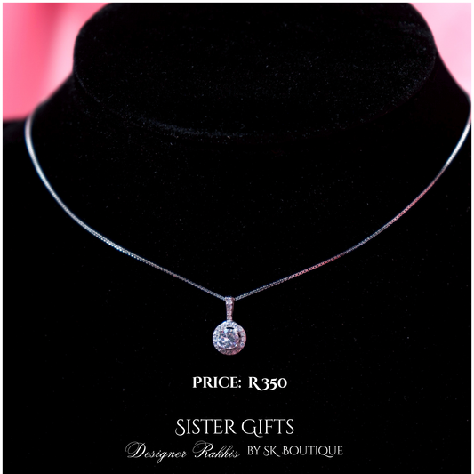 Circular Cubic Zirconia Sterling Silver Necklace Set