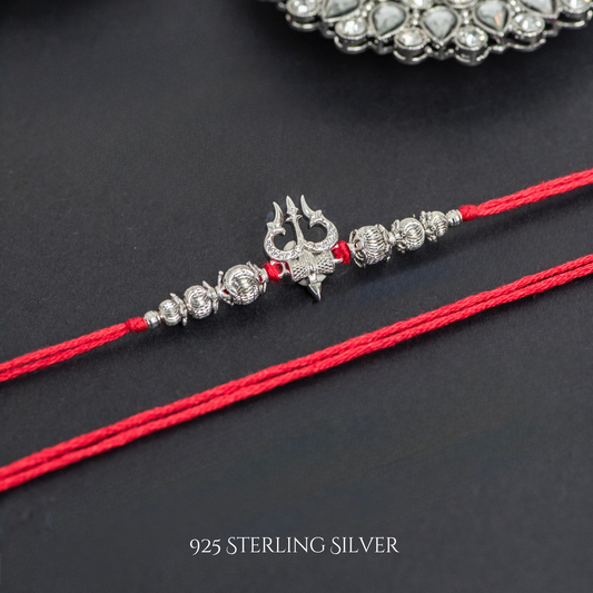 Trishul with Rudraksh 925 Sterling Silver Designer Laxmi String