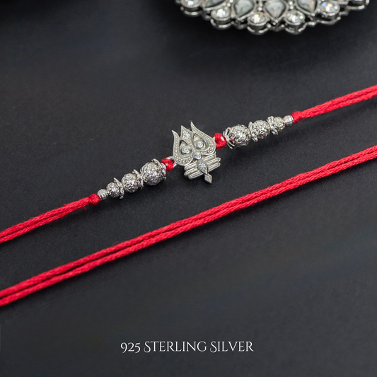 Trishul with Rudraksh 925 Sterling Silver Designer Laxmi String