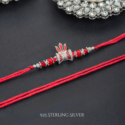 Damru with Rudraksh 925 Sterling Silver Designer Laxmi String
