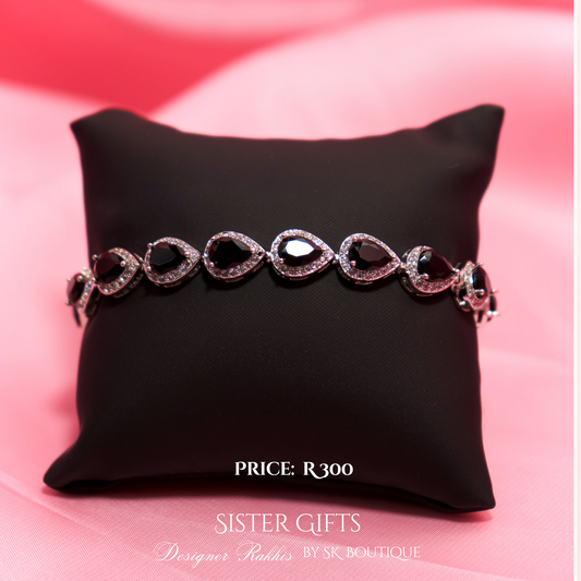 Black Tear Drop Tennis Bracelet