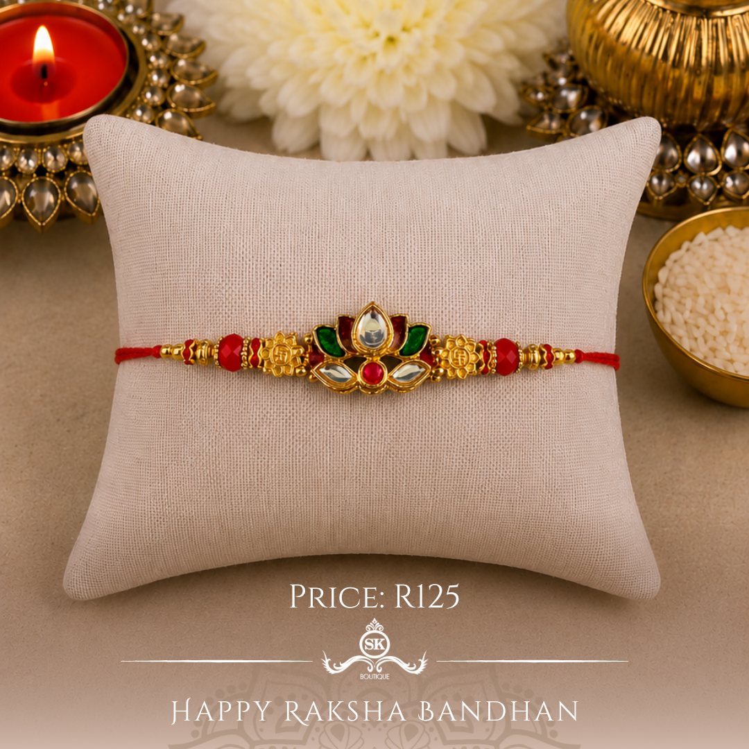 Red Lotus Flower Rakhi