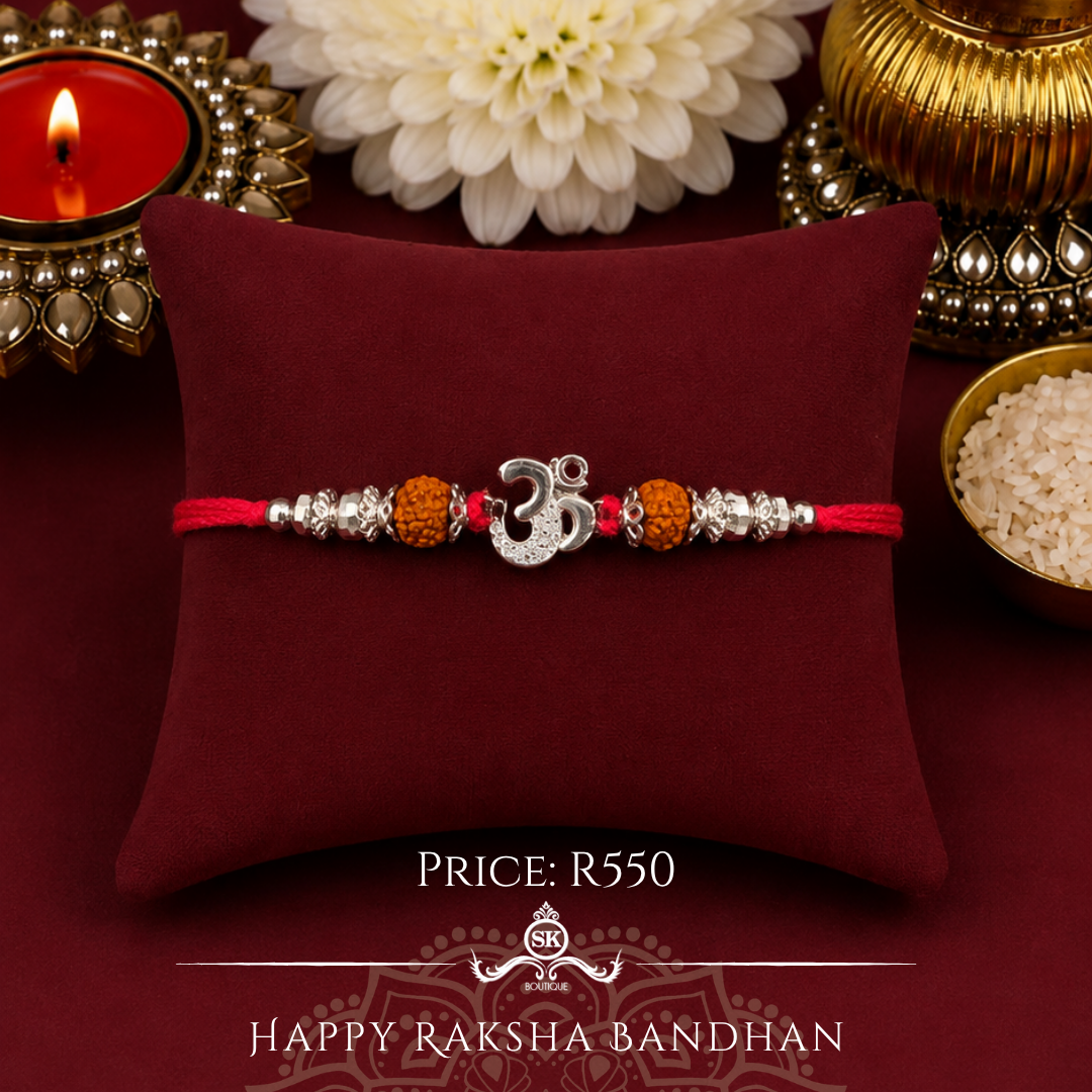 Aum with Rudraksh 925 Sterling Silver Desigenr Rakhi
