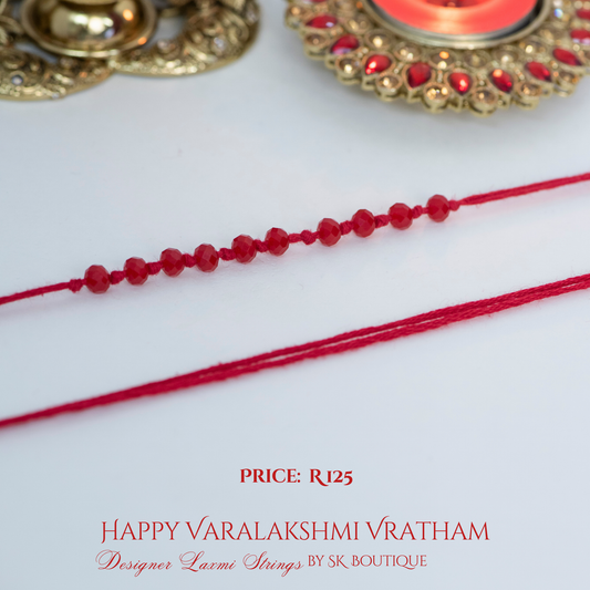 9 Red Crystals Spaced Designer Laxmi String