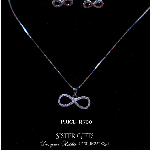 Infinity 925 Sterling Silver Necklace Set with Earrings