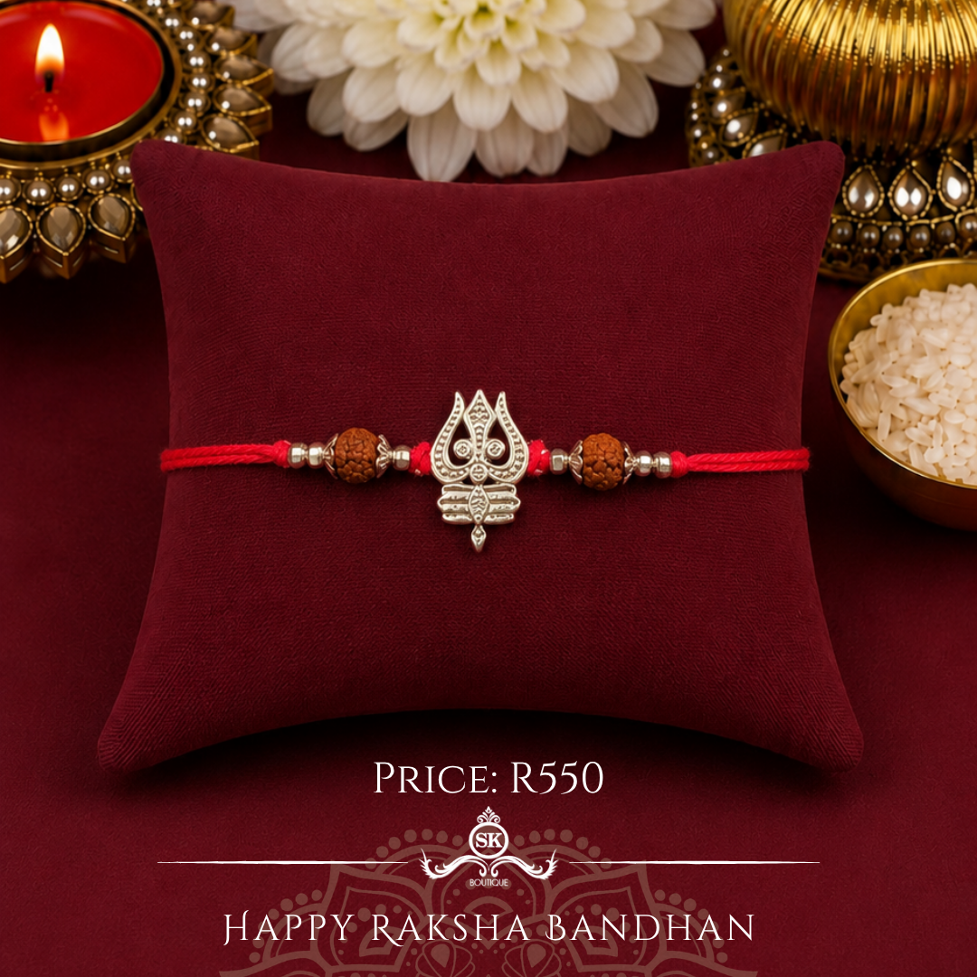 Trishul Sterling Silver Designer Rakhi