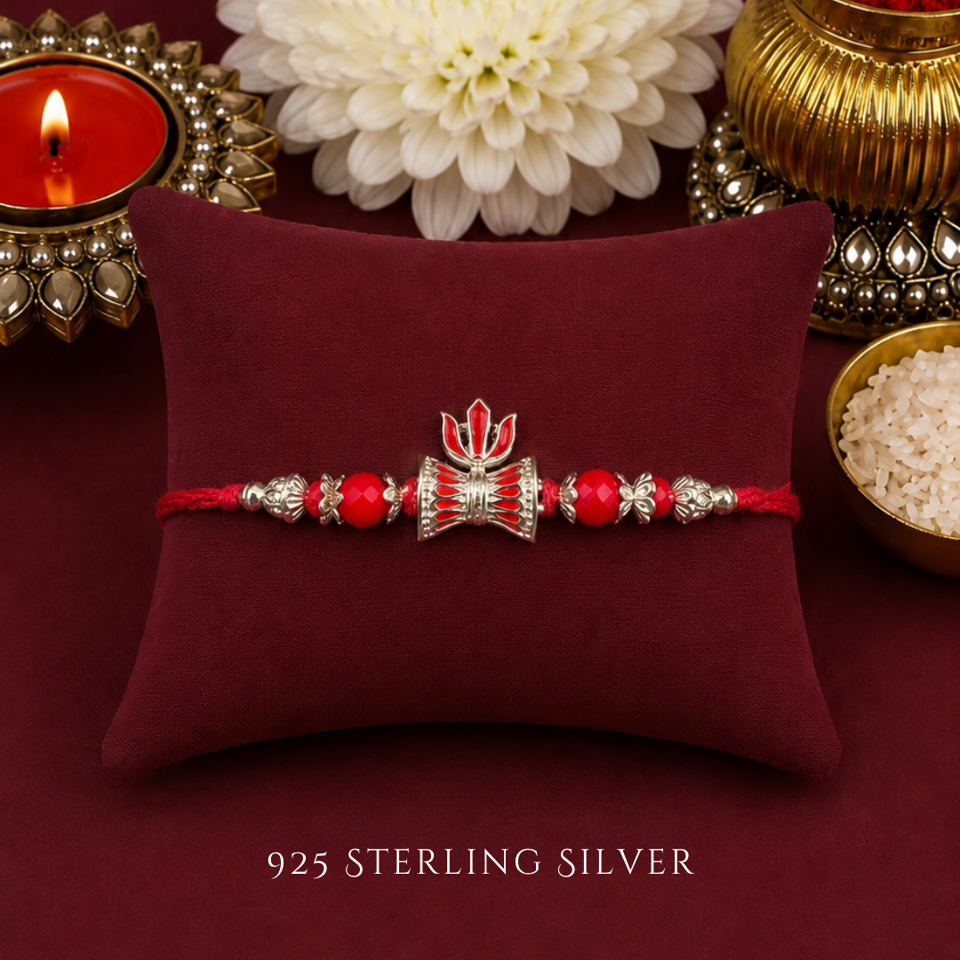 Damru 925 Sterling Silver Designer Rakhi