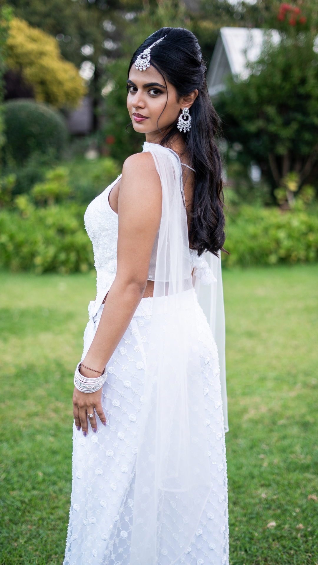 White Beaded Sharara Set