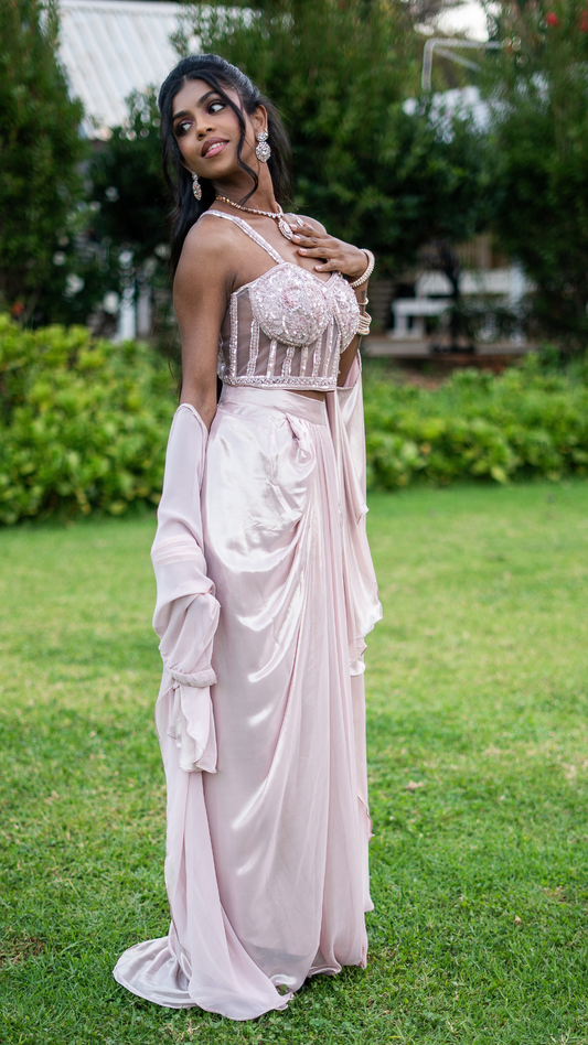 Pink Corset Cape Set