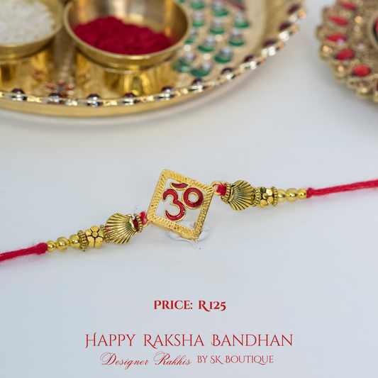 Cutout Aum with Shells Designer Rakhis