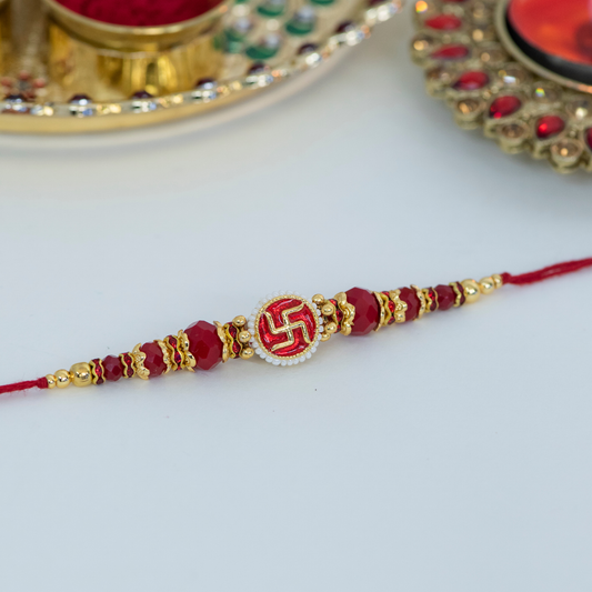 Pearl Swastika Designer Rakhi