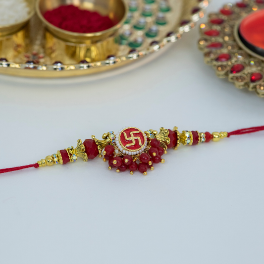 Pearl Swastika Jhumiki Designer Rakhi