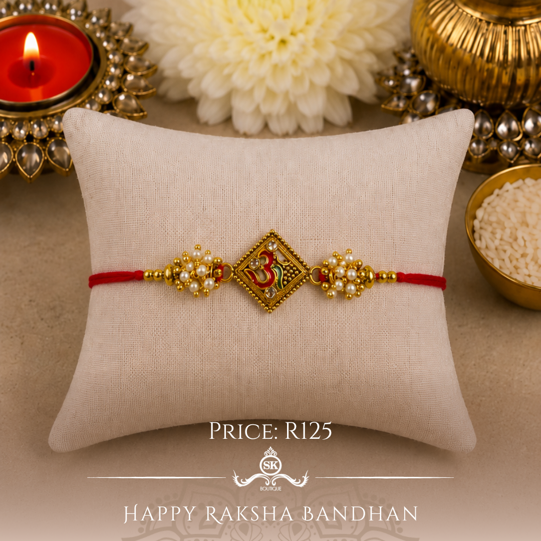 Colourful Aum with Jhumkis Designer Rakhi