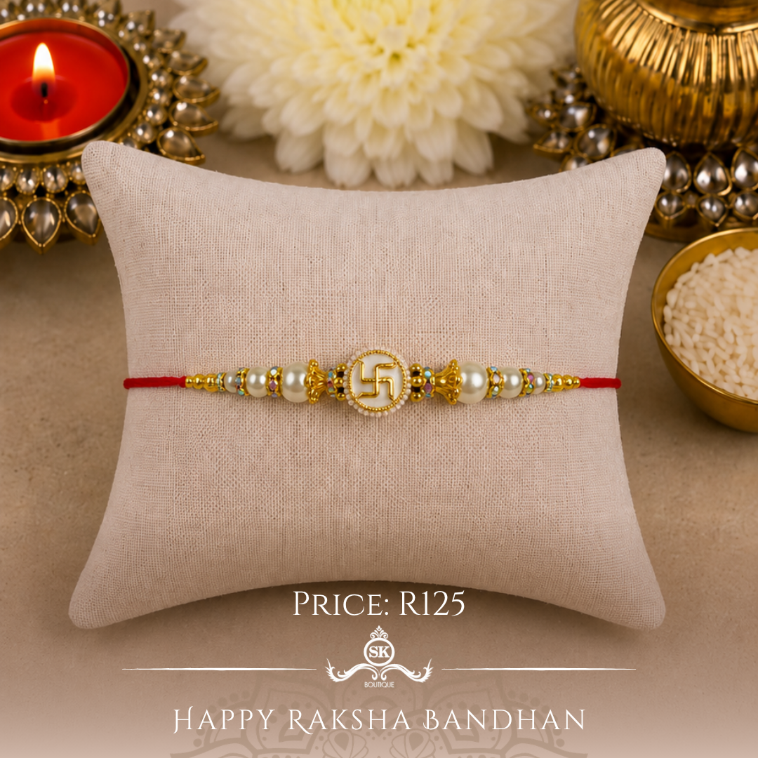Pearl Swastika Designer Rakhi