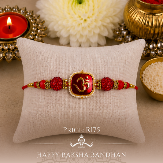 XL Red Kundan Designer Rakhi