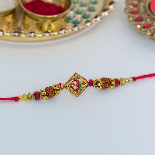 Colourful Aum with Jhumkis Designer Rakhi