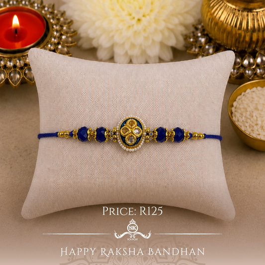 Blue Kundan Designer Rakhi