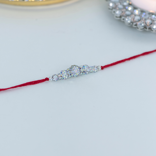 Rainbow & Red Swarovski Beaded Designer Rakhi