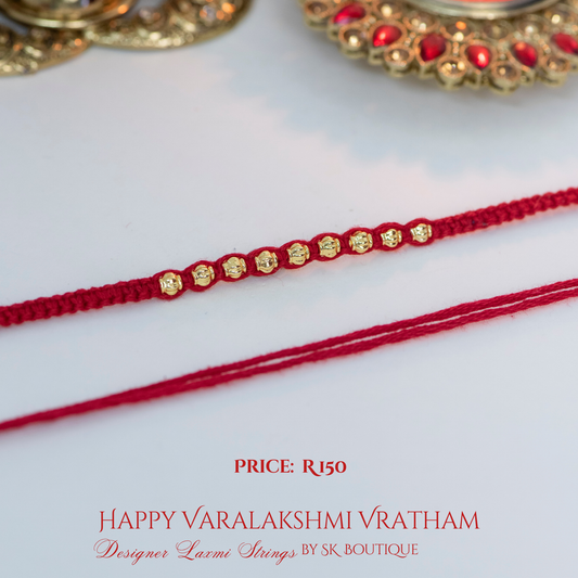 Gold Beaded Knotted Designer Laxmi String