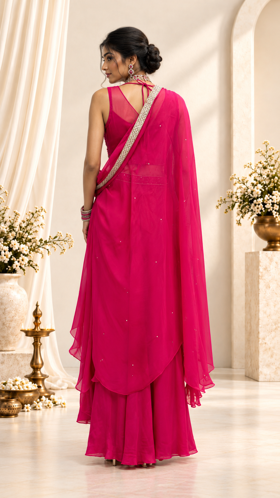 Series Pink with Bead Work Sharara Cape Sets