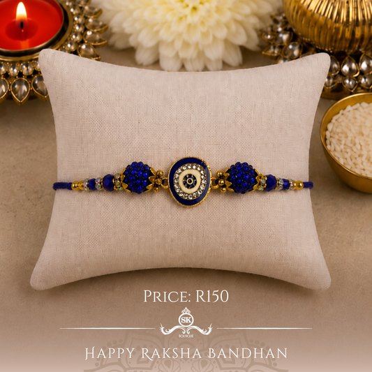 Dark Blue Swarovski Evil Eye Designer Rakhi