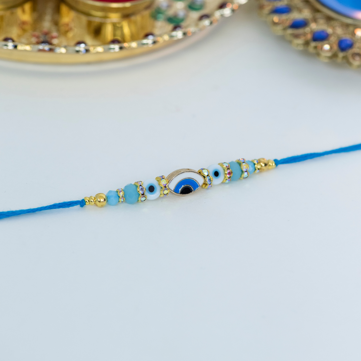 Light Blue Evil Eye Designer Rakhi