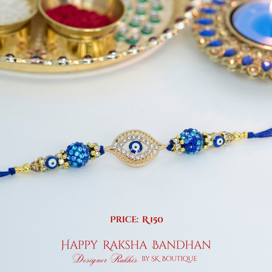 Gold Evil Eye Rakhi with Swarovski's Designer Rakhi