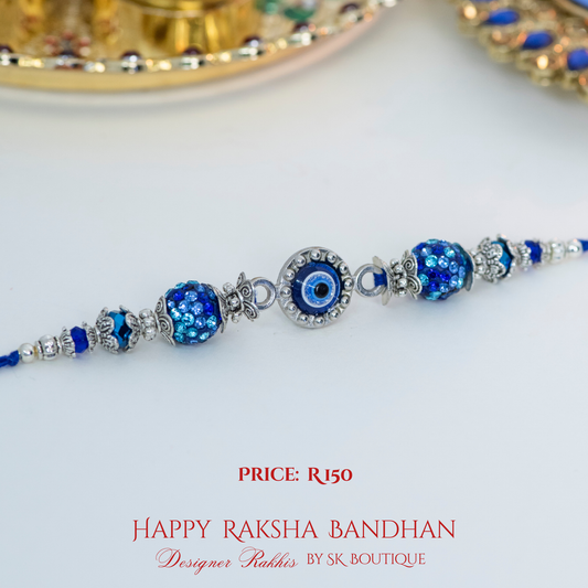 Mixed Swarovski Silver Evil Eye Designer Rakhi