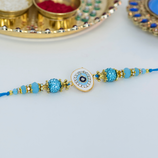 Dark Blue Swarovski Evil Eye Designer Rakhi