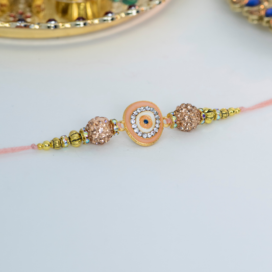 Light Blue Swarovski Evil Eye Designer Rakhi