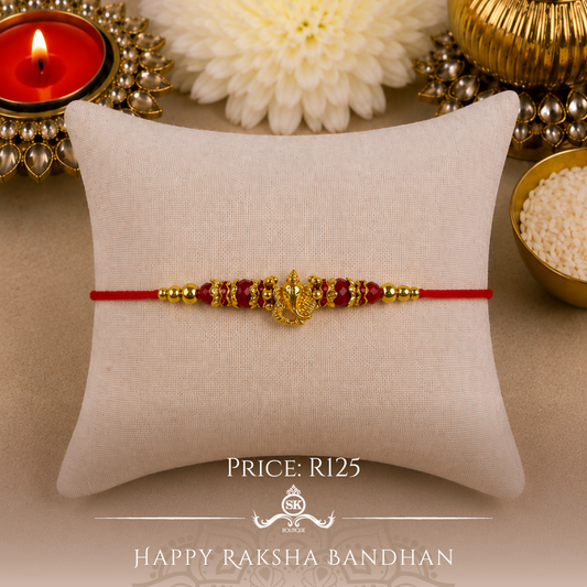 Red & Gold Ganesha Designer Rakhi