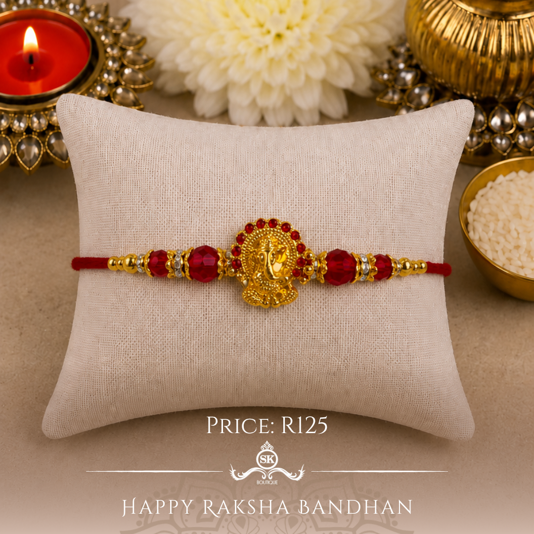 Ganesha with Red Crystal Designer Rakhi