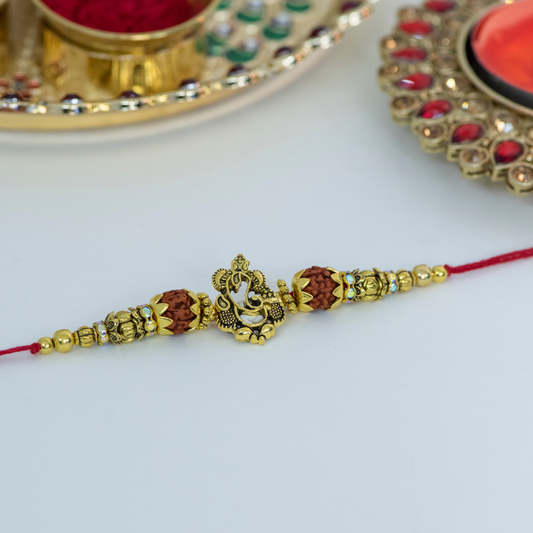 Gold Cutout Ganesha Designer Rakhi