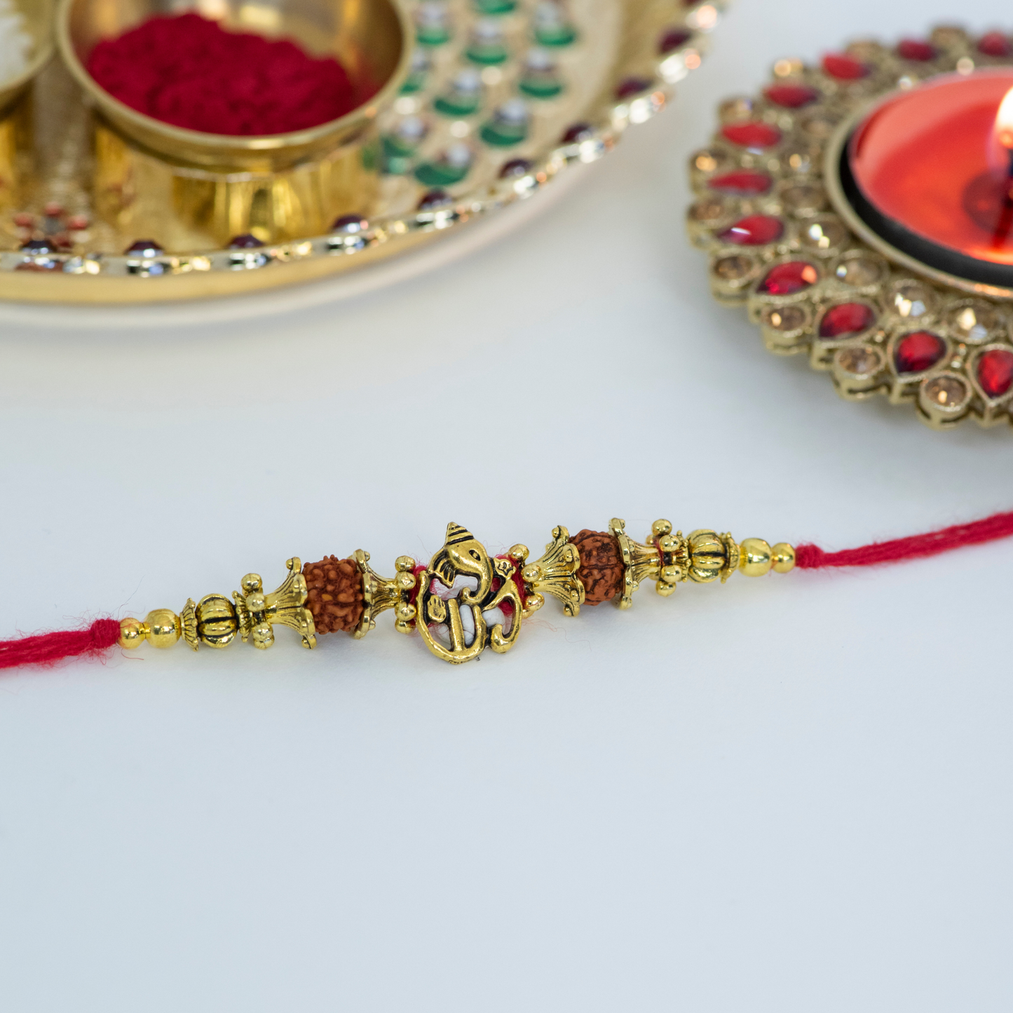 Cutout Ganesha with Rudraksh Designer Rakhi