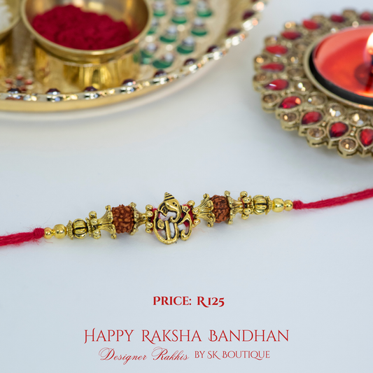 Cutout Ganesha with Rudraksh Designer Rakhi