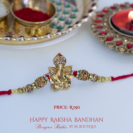 XL Ganesha with Swarovski Beads Designer Rakhi