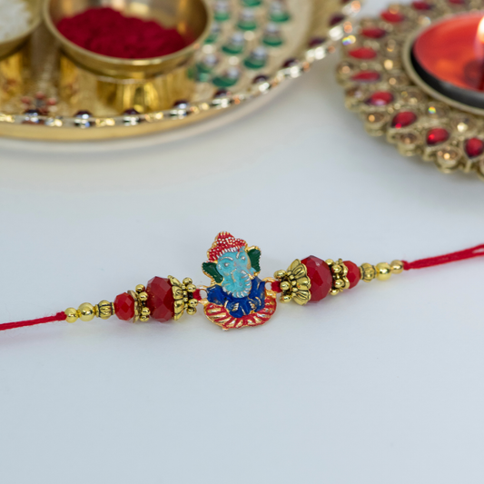 Colourful Ganesha with Rudraksh Designer Rakhi
