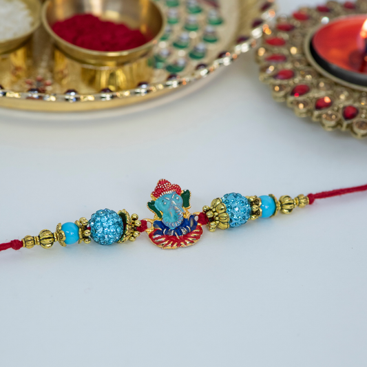 Colourful Ganesha with Red Designer Rakhi