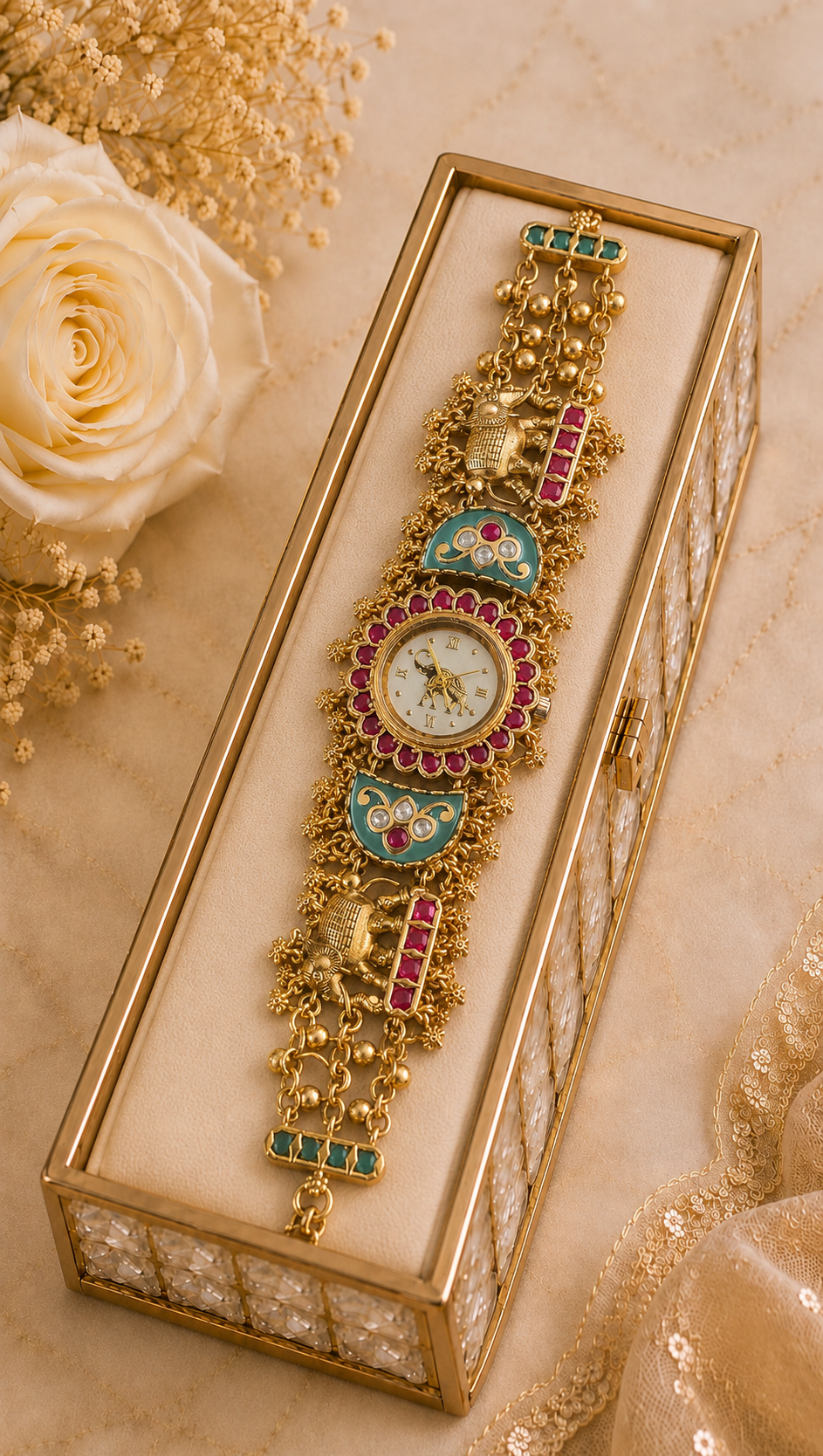 Pistachio Green with Elephants Designer Heritage Watch