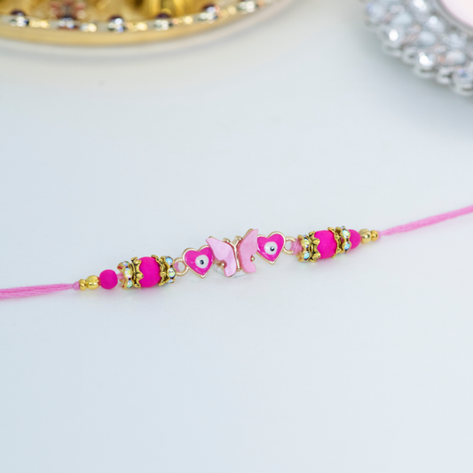 Blue & White Butterfly with Evil Eye Designer Rakhi