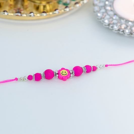 Light Pink Flower Smiley Designer Rakhi