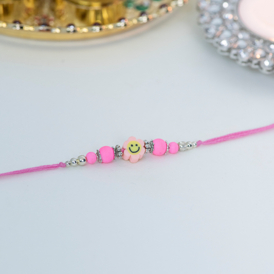 Yellow & White Flower Smiley Designer Rakhi