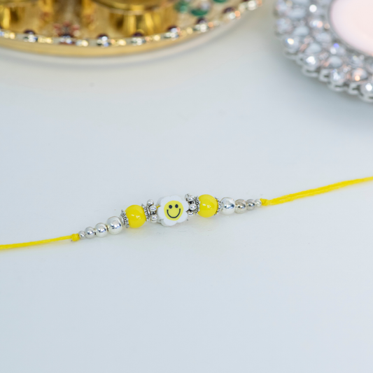 Yellow Flower Smiley Designer Rakhi