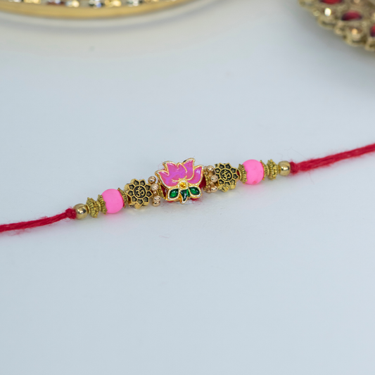 Redd Lotus Flower Designer Rakhi