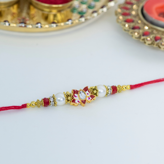 Lotus Flower with Rudraksh Designer Rakhi