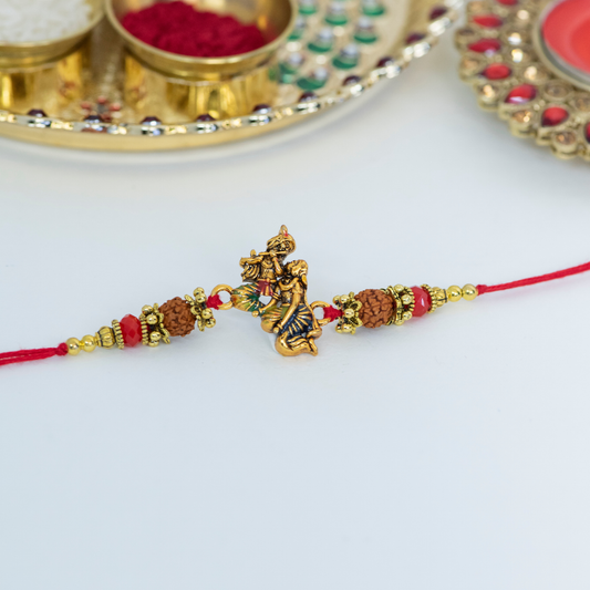Red & Green Radha Krishna Designer Rakhi