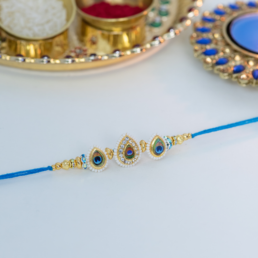 Circular Kundan Peacock Designer Rakhi